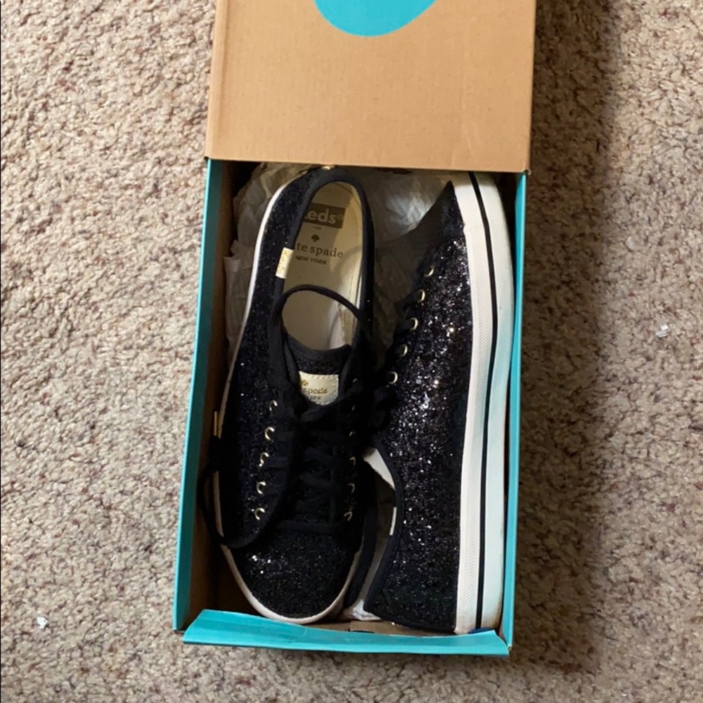 KATE SPADE KS BLACK GLITTER SNEAKERS